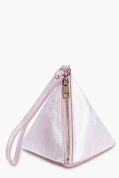 Boohoo Alexis Velvet Pyramid Handstrap Clutch Bag