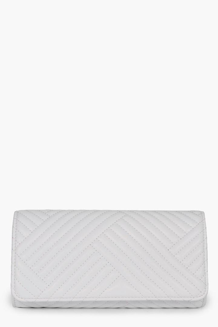Boohoo Tilly Quilted Clutch Bag White