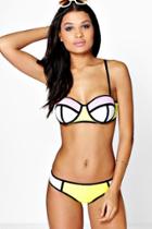 Boohoo Darcia Underwired Colour Block Mesh Bikini Yellow