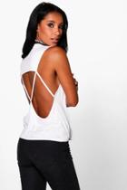 Boohoo Dory Strappy Caged Back Tank Top White