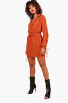 Boohoo Drawcord Sleeve Woven Shirt Dress