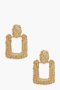 Boohoo Small Square Textured Statement Earrings