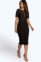 Boohoo Felicity Textured Formal Midi Dress Black