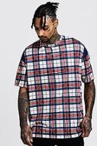 Boohoo Oversized Check T-shirt With Navy Panel