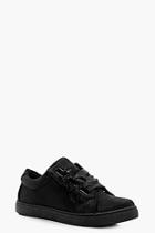 Boohoo Olivia Frill Trim Ribbon Lace Trainer