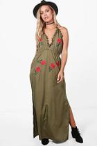 Boohoo Plus Millie Embroidered Pom Pom Maxi Dress