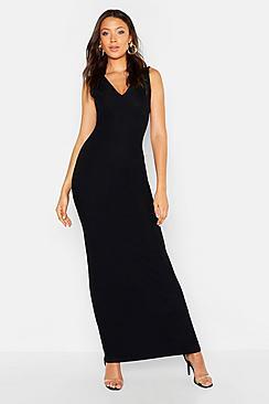 Boohoo Tall Racer Neck Rib Maxi Dress
