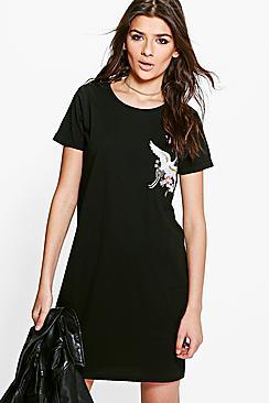 Boohoo Karrueche Embroidered T-shirt Dress