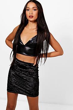 Boohoo Avery Crushed Velvet Bodycon Mini Skirt