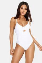 Boohoo Control Key Hole Swimsuit