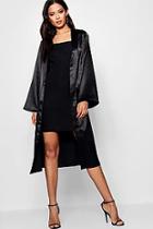 Boohoo Emily Belted Collarless Satin Duster