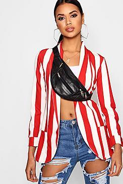 Boohoo Stripe Pocket Collared Blazer