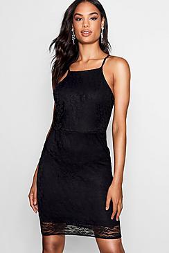 Boohoo Tall Elisha Square Neck Lace Bodycon Dress