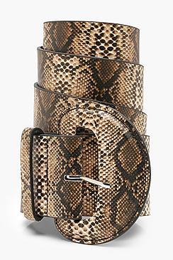 Boohoo Faux Python Wide Waist Belt