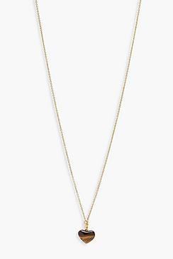Boohoo Tiger Eye Agate Heart Necklace