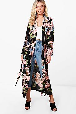 Boohoo Ella Premium Floral Print Kimono
