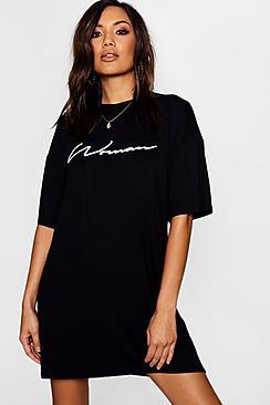 Boohoo Woman Slogan Oversized T-shirt Dress