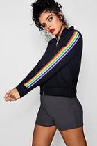 Boohoo Rosa Rainbow Stripe Bomber Jacket