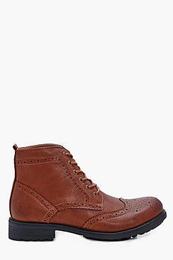 Boohoo Lace Up Brogue Boots