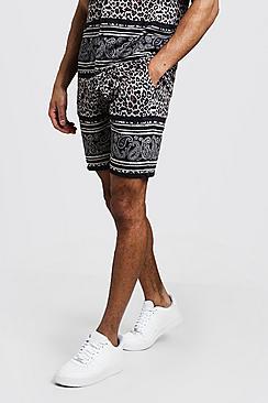 Boohoo Animal Paisley Border Print Shorts