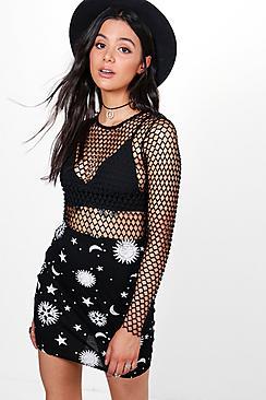 Boohoo Grazie Sun & Moon Mini Skirt