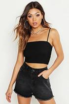Boohoo Shirred Strappy Cropped Top