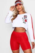 Boohoo Plus Patricia Sports Stripe Detail Crop Jumper