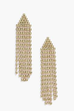 Boohoo Helena Statement Diamante Drop Earrings