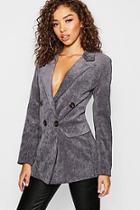 Boohoo Cord Double Breasted Blazer