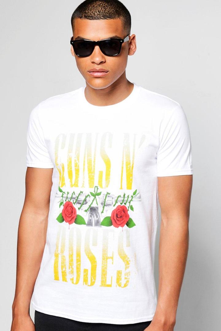 Boohoo Licence Guns N Roses Band T-shirt White