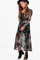 Boohoo Zoe Floral Mesh Belted Kimono