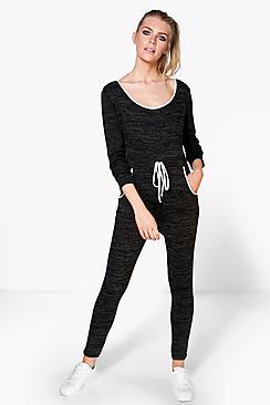 Boohoo Caroline Soft Marl Knit Lounge Jumpsuit