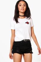 Boohoo Petite Heidi Floral Applique T-shirt White