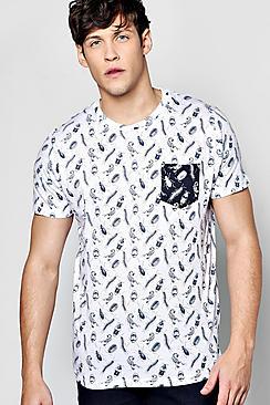 Boohoo All Over Beetle Print T Shirt