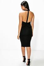 Boohoo Faye Highneck Bow Back Midi Dress