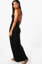 Boohoo Danielle Cross Back Strappy Maxi Dress Black