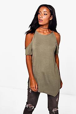 Boohoo Hannah Cold Shoulder Side Split Top