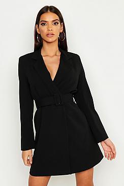 Boohoo Self Belt Skater Blazer Dress