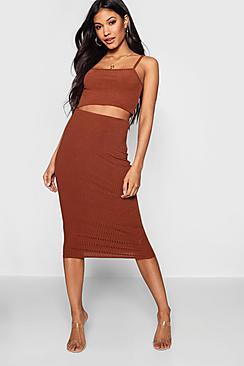 Boohoo Sally Square Neck Strappy Midi Skirt Co-ord Set