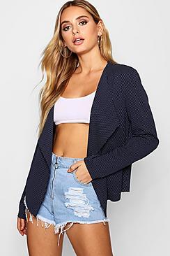 Boohoo Louise Polka Dot Tailored Waterfall Jacket