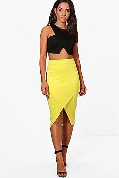 Boohoo Elise Asymetric Split Front Midi Skirt
