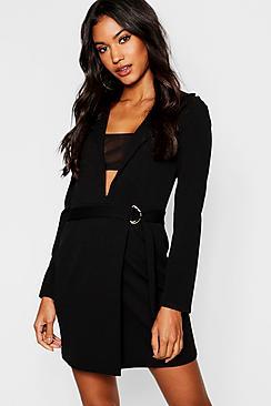 Boohoo Mesh Insert Blazer Dress