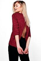 Boohoo Petite India Cross Back Brushed Knit Jumper