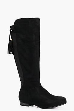 Boohoo Megan Flat Tassel Tie Knee Boot