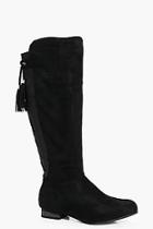 Boohoo Megan Flat Tassel Tie Knee Boot