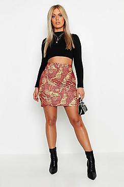 Boohoo Plus Animal Chain Print Mini Skirt