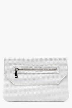 Boohoo Kate Perforated Zip Clutch Bag