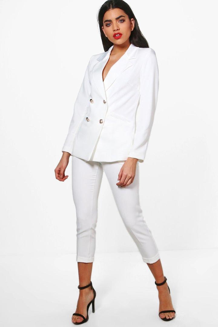 Boohoo Dahlia Tailored Ciggarette Trouser Cream