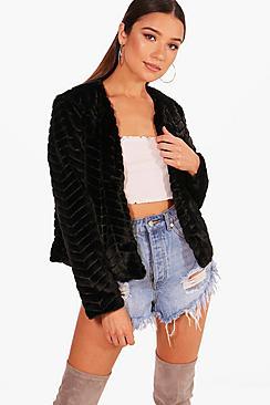 Boohoo Hayley Crop Panelled Faux Fur Coat