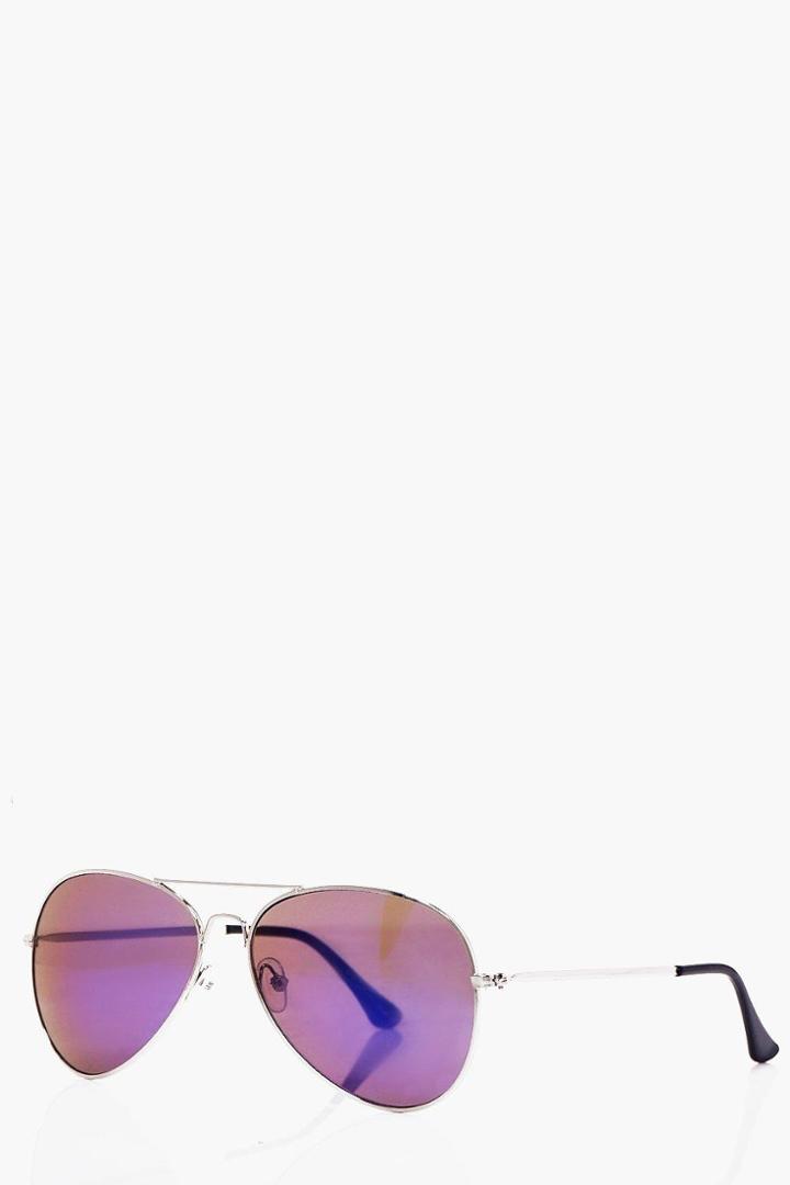 Boohoo Tinted Lense Classic Aviators Silver